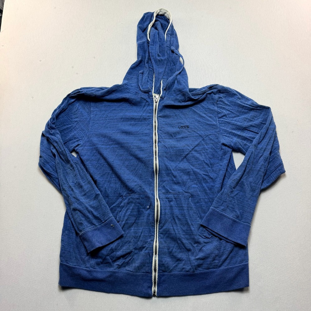 Vans Full Zip Hoodie Men Extra Large Blue Good Heathered Lightweight Skater